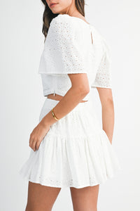 Emmett Eyelet Top & Mini Skirt Set