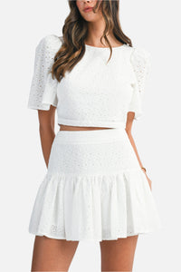 Emmett Eyelet Top & Mini Skirt Set