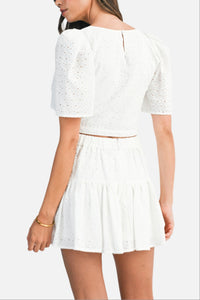 Emmett Eyelet Top & Mini Skirt Set