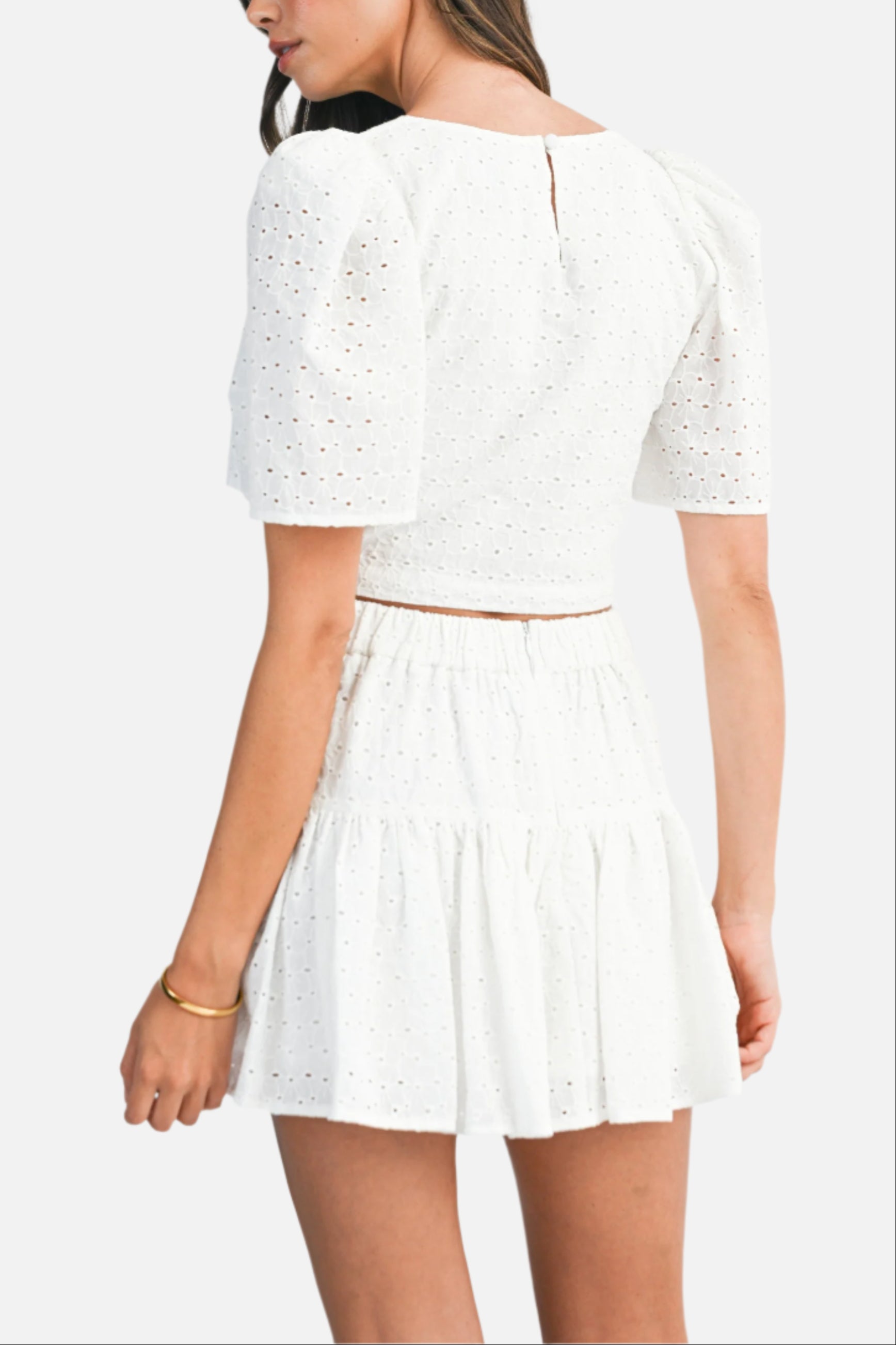 Emmett Eyelet Top & Mini Skirt Set