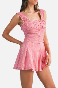 Dena Gingham Top & Shorts Set