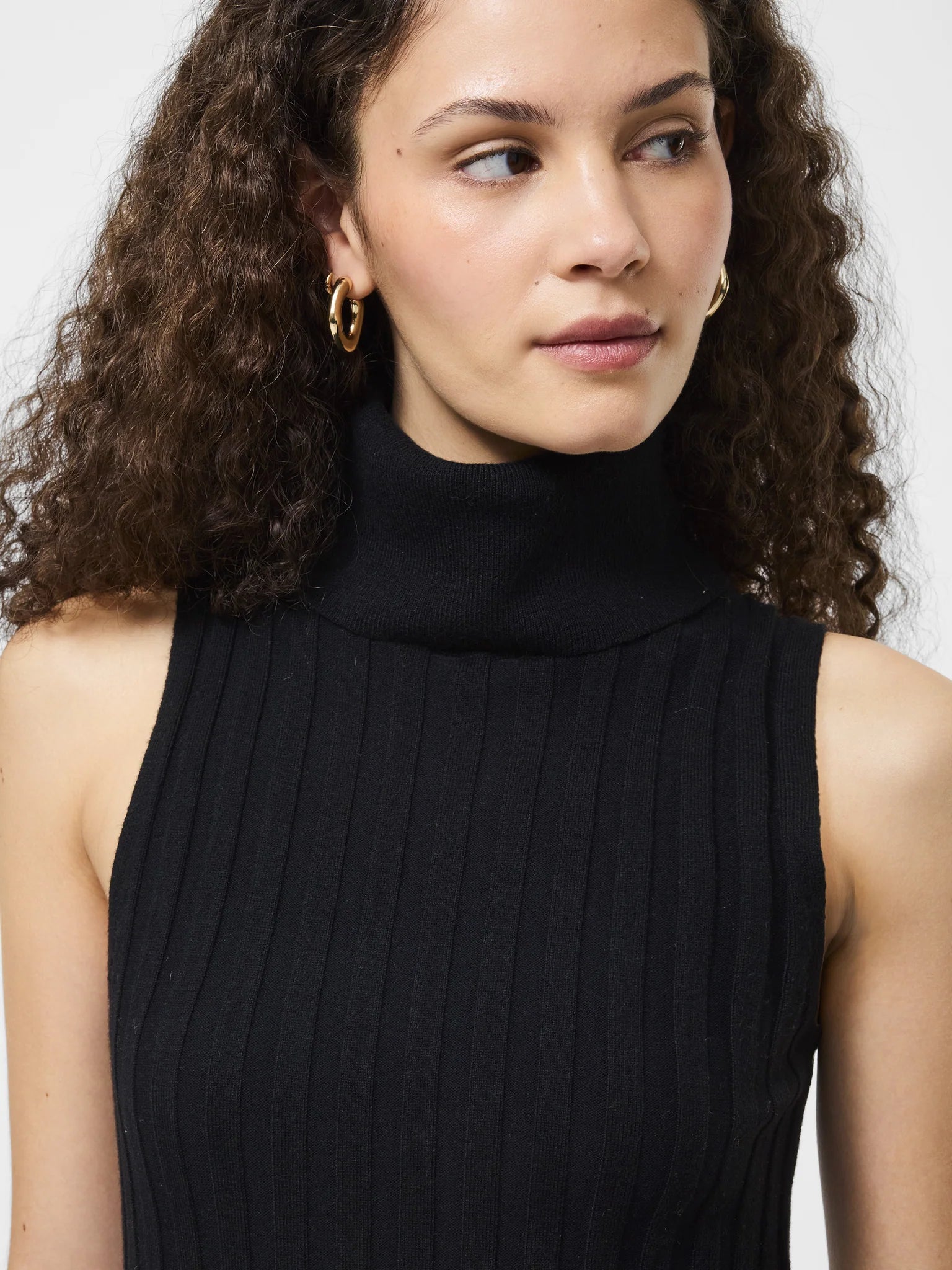 French Connection Turtleneck Tank Sweater in Black