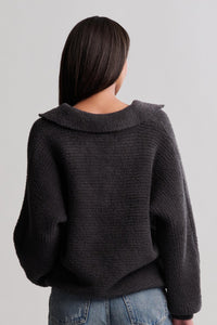 Barefoot Dreams CozyChic® Dolman Sleeve Collared Pullover in Carbon