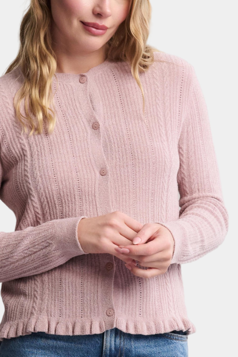 Barefoot Dreams CozyChic Ultra Lite® Cable Knit Cardigan in Teaberry