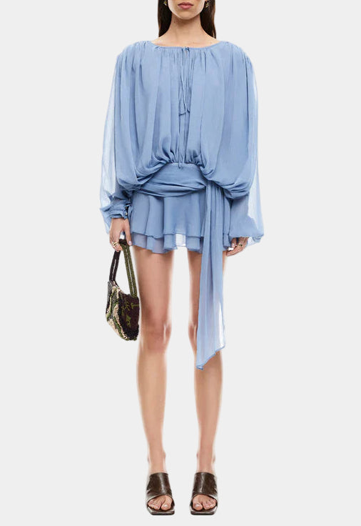LIONESS Elements Mini Dress in Slate Blue Square-dclothing LIONESS Elements Mini Dress in Slate Blue Square-dclothing