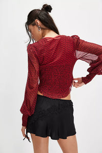 Free People Dottie Printed Long Sleeve Knit Top