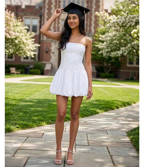 Lulu's Molly Puffed Hem Drop Waist Mini Dress