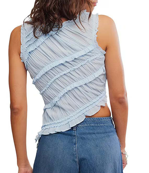 Free People Pink Sands Smocked Top