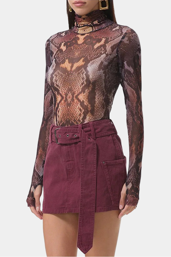 AFRM Zadie Top in Placed Umber Snake