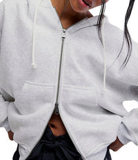 FP Movement Final Call Zip Up Hoodie in White Heather Grey