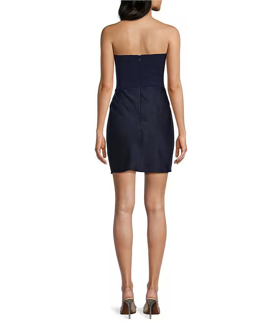 Lulus Tarni Strapless Mini Dress in Navy