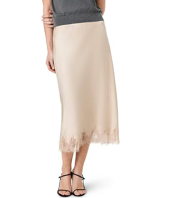 French Connection Ennis Lace Satin Midi Skirt