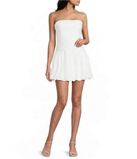 Lulu's Molly Puffed Hem Drop Waist Mini Dress