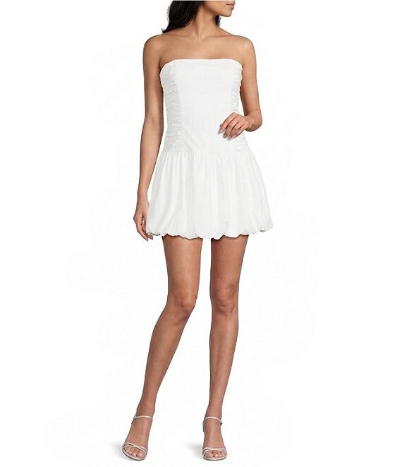 Lulu's Molly Puffed Hem Drop Waist Mini Dress