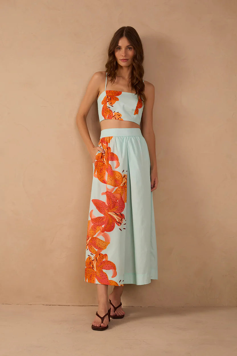 Dress To Blue Lily Crop Top & Skirt Set