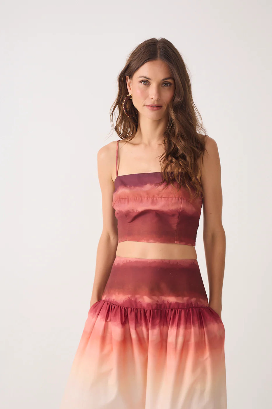 Dress To Multicolor Ties Crop Top & Maxi Skirt Set