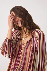 Dress To Aurora Stripes Lurex Front Ties Blouse