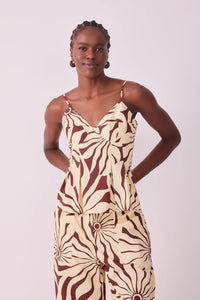 Dress To Brown Alvorecer Pleated Cotton Blouse
