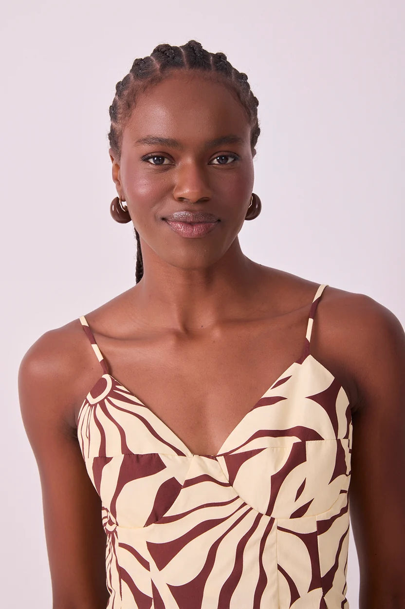 Dress To Brown Alvorecer Pleated Cotton Blouse