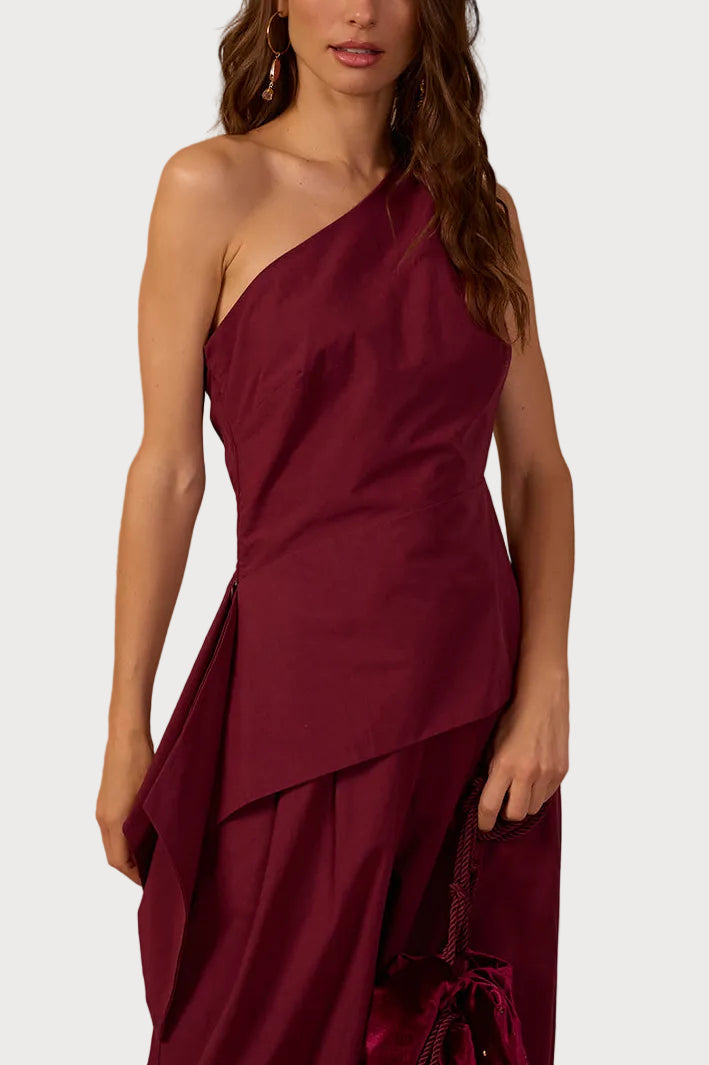 Dress To Asymmetric One Shoulder Cotton Blouse