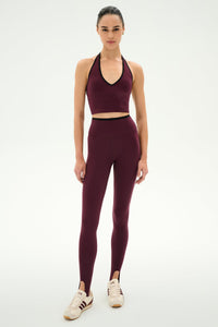 SPLITS59 Rory Airweight Halter Bralette in Dark Cherry/Black