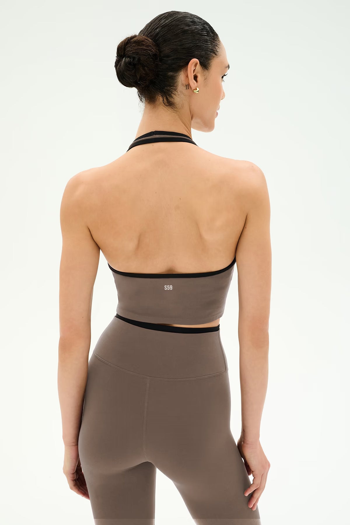 SPLITS59 Rory Airweight Halter Bralette in Lentil/Black