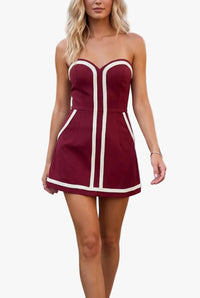 Landry Contrast Trim Skort Romper