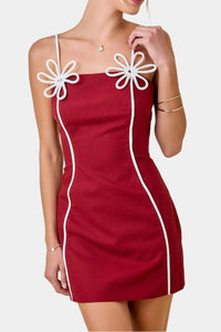 Marlo Contrast Mini Dress in Maroon
