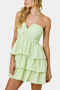 Ryder Stripe Halter Tiered Mini Dress