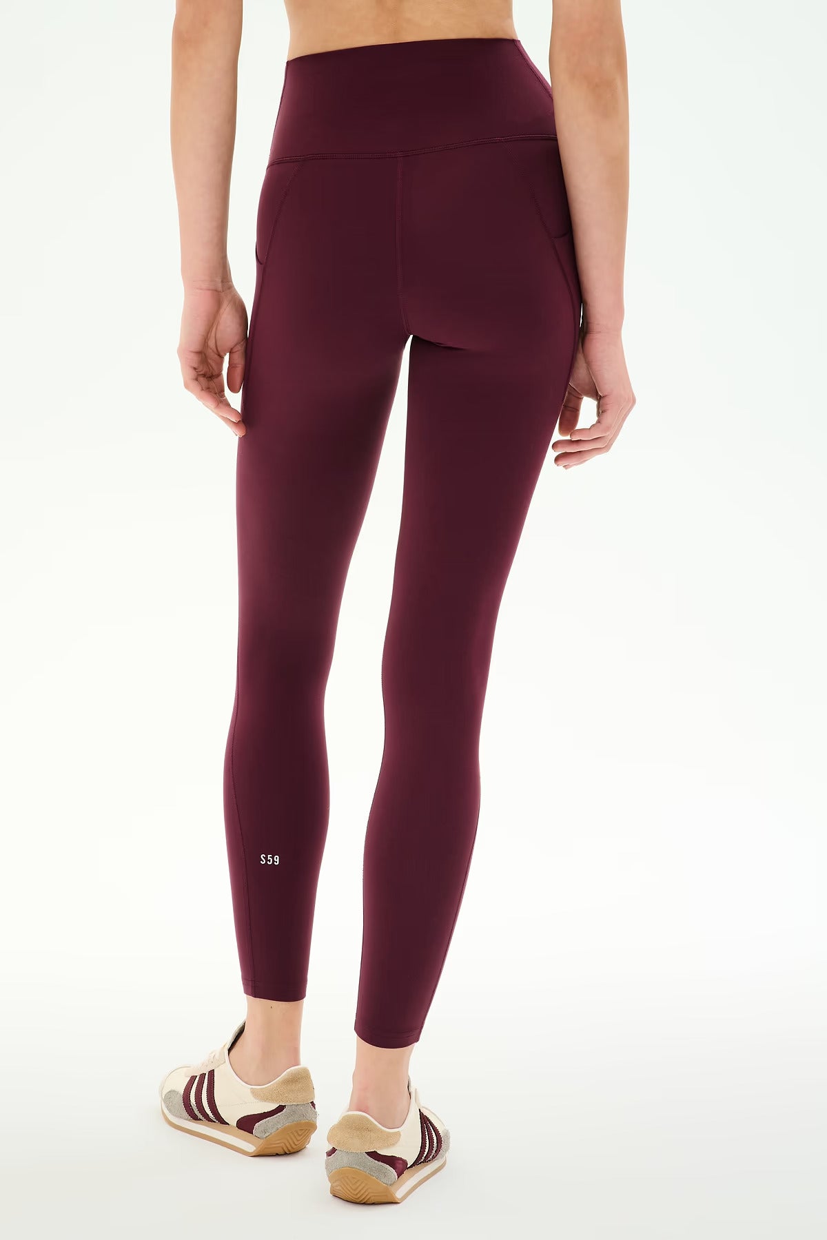 SPLITS59 Airweight High Waist 7/8 Pocket Legging in Dark Cherry
