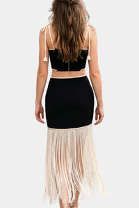 Ellery Tie Top & Fringe Skirt Set