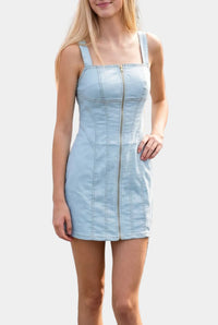 Sela Zip Mini Dress in Powder Blue