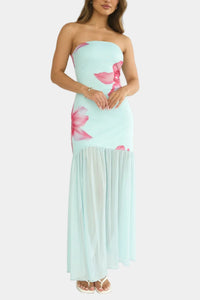 Etta Strapless Floral Midi Dress