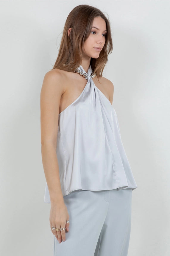Maya Halter Neck Satin Top