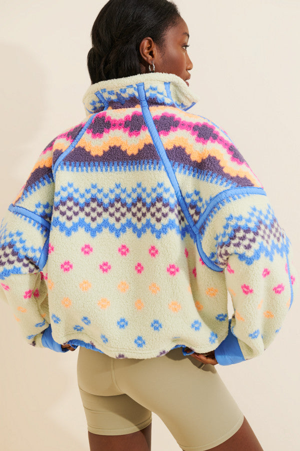 FP Movement Printed Mountain High Half Zip Fleece in Isle Knit Spring