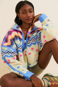 FP Movement Printed Mountain High Half Zip Fleece in Isle Knit Spring