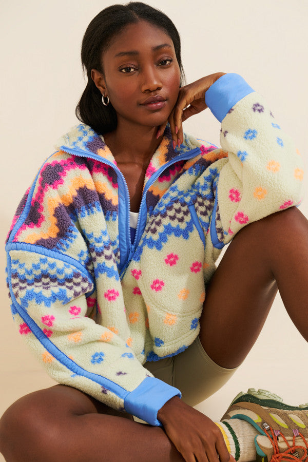 FP Movement Printed Mountain High Half Zip Fleece in Isle Knit Spring