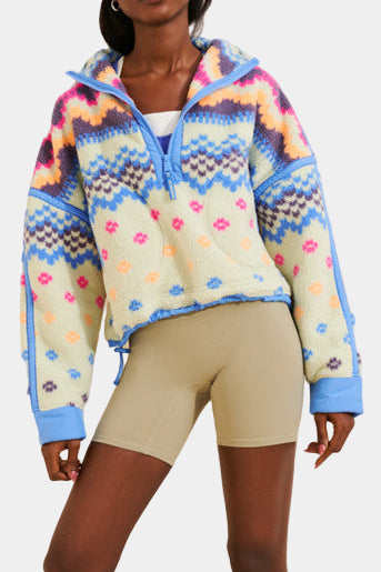 FP Movement Printed Mountain High Half Zip Fleece in Isle Knit Spring