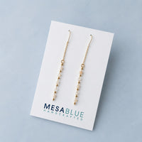 Mesa Blue Pearlized Beaded Threader Earrings