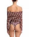 AFRM Maxine Mesh Bodysuit in Chocolate Halo Dot