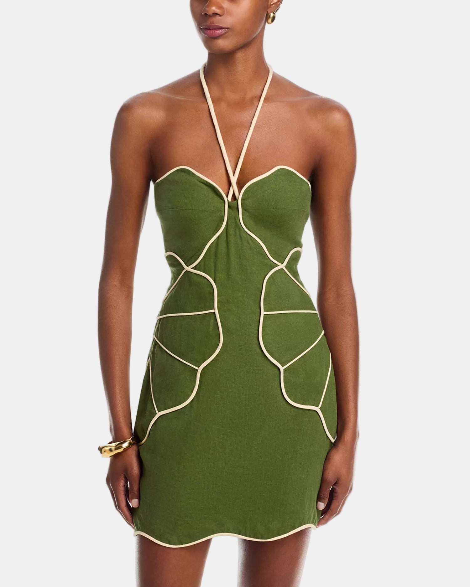 FARM Rio Green Wavy Mini Dress