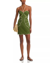 FARM Rio Green Wavy Mini Dress