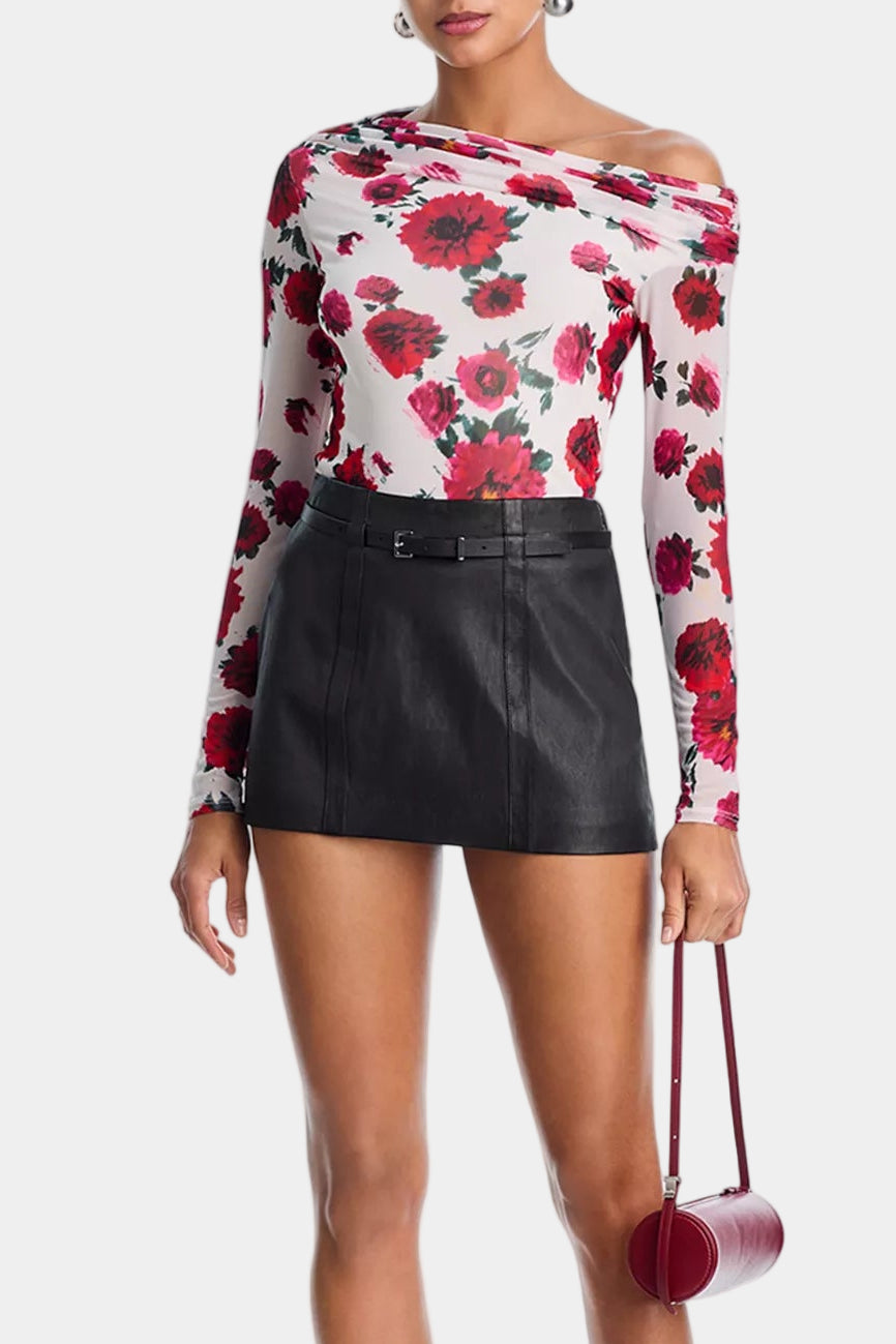 AFRM Barry Mesh Top in Ivory Painted Rose