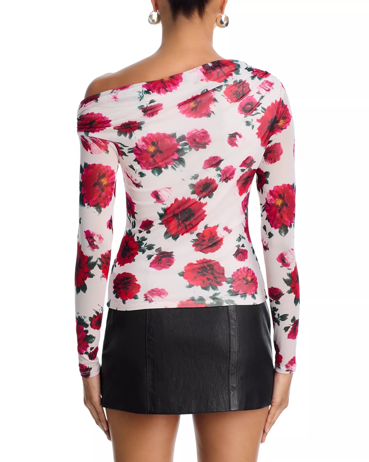 AFRM Barry Mesh Top in Ivory Painted Rose