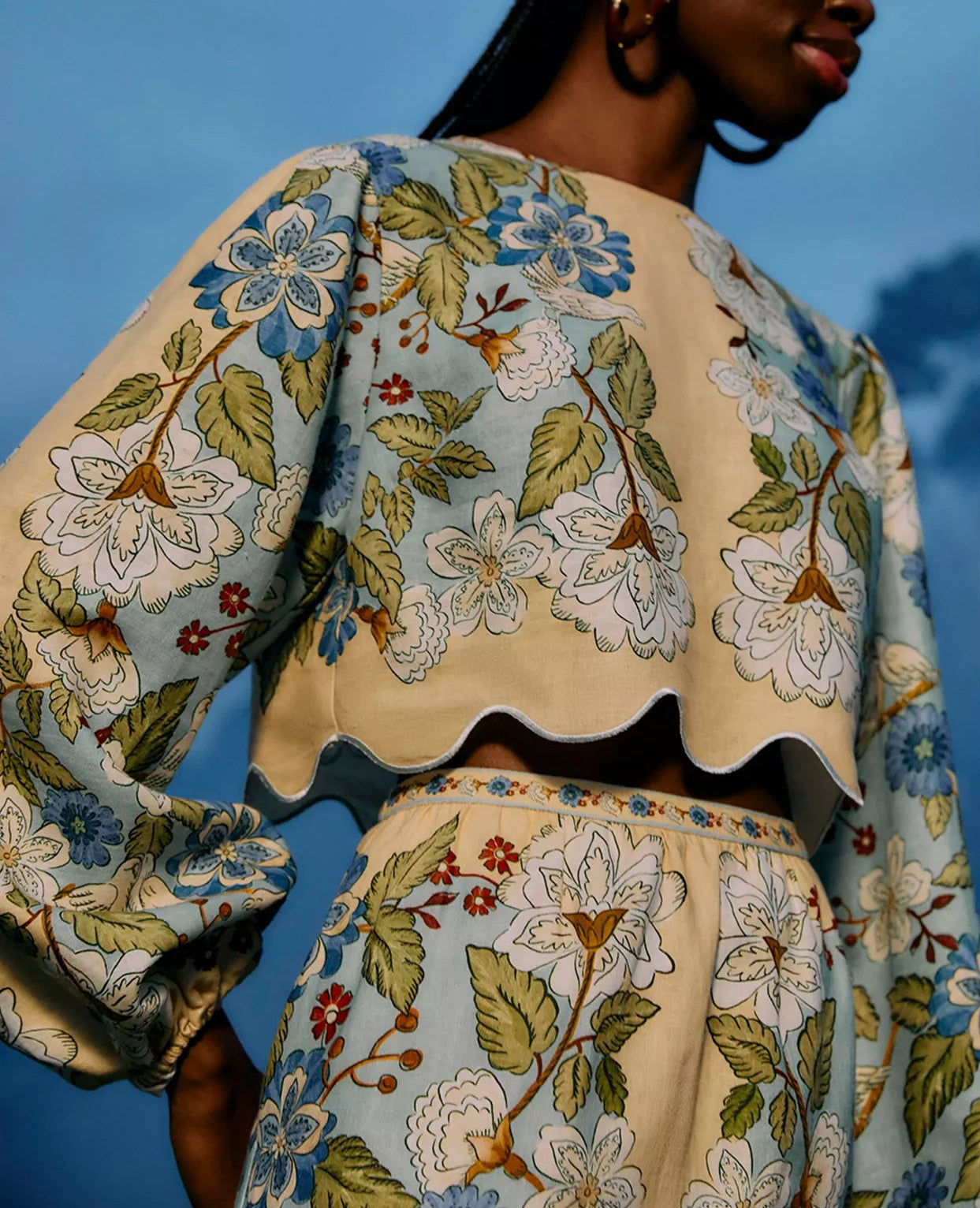 FARM Rio Garden Scarf Long Sleeve Blouse