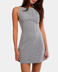 Free People Atlas Suede Mini Dress in Wild Dove