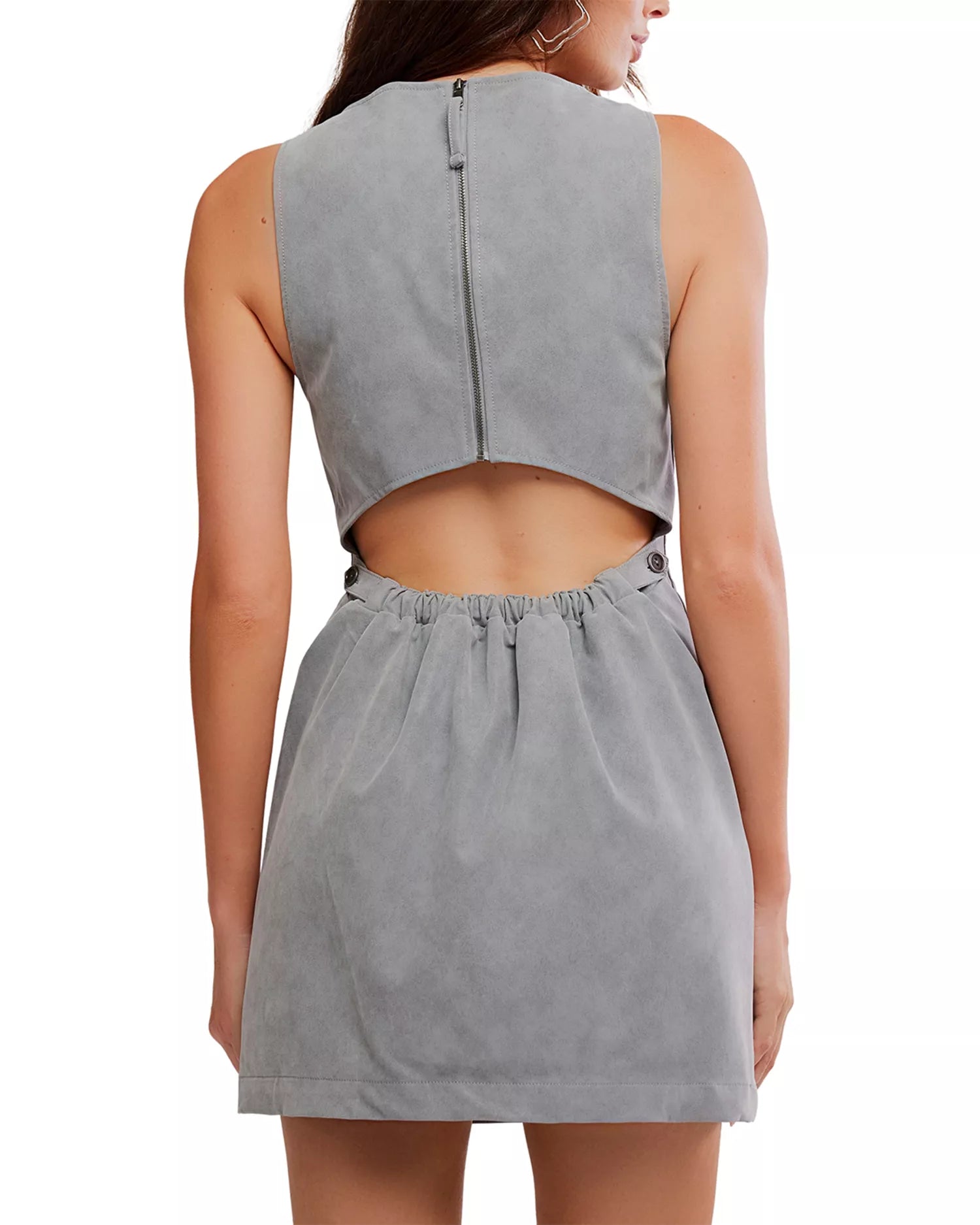 Free People Atlas Suede Mini Dress in Wild Dove