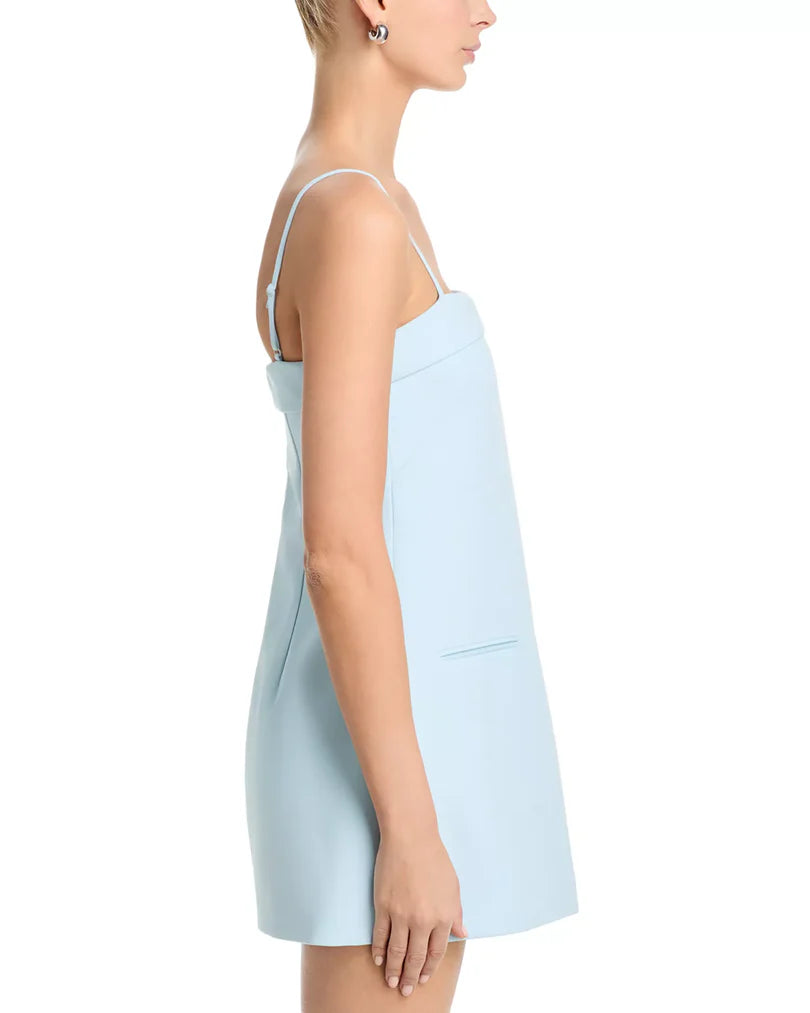 French Connection Azra Twill Foldover Strappy Dress in Light Dream Blue