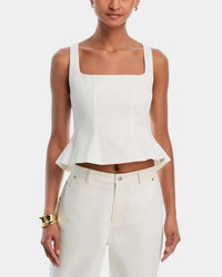 French Connection Inez Cotton Twill Peplum Top