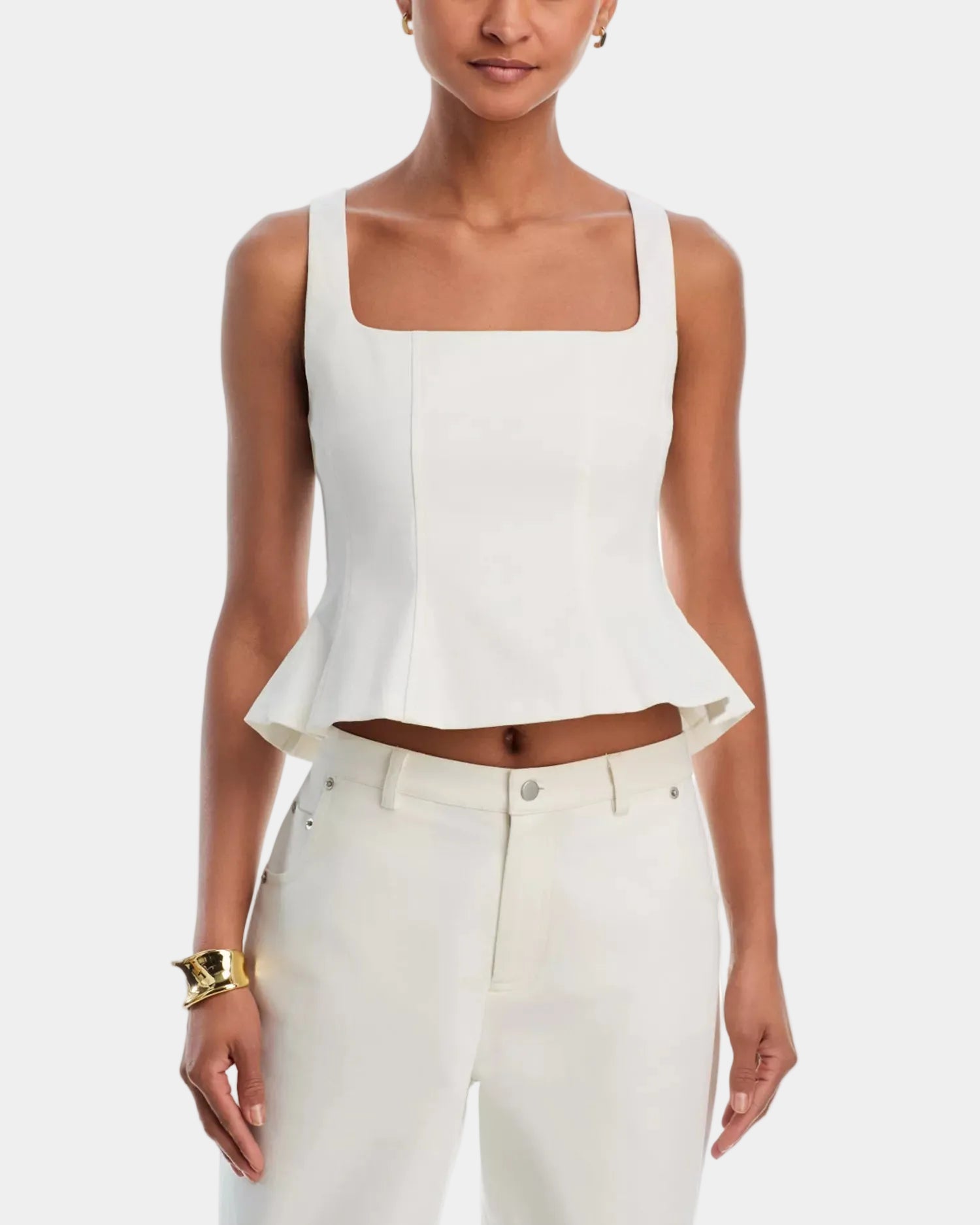 French Connection Inez Cotton Twill Peplum Top